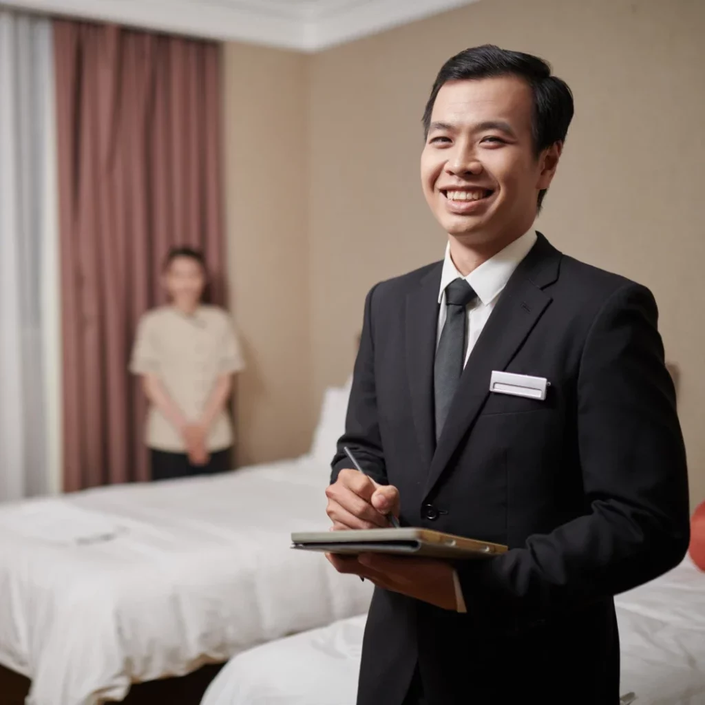 Bachelor of Hospitality Management student gaining practical hotel operations experience during industry training